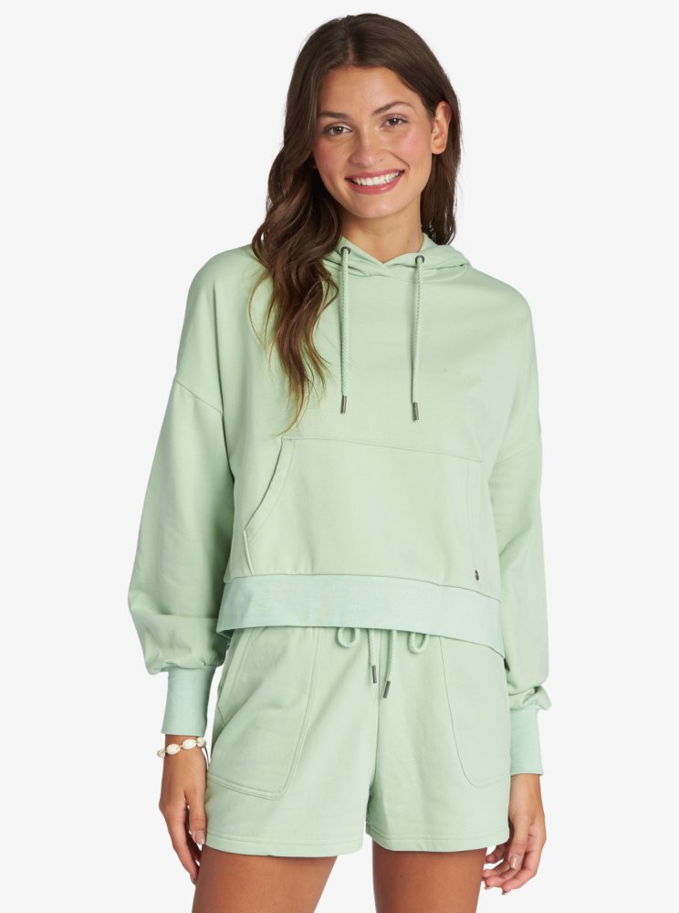 Sweat à Capuche Roxy Afternoon Hike Pullover Vert Femme | FPG-24884264