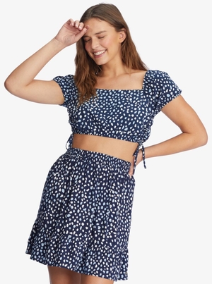 Hauts Roxy Dear Amor Indigo Corta Sleeve Crop Indigo Femme | BPL-06190944