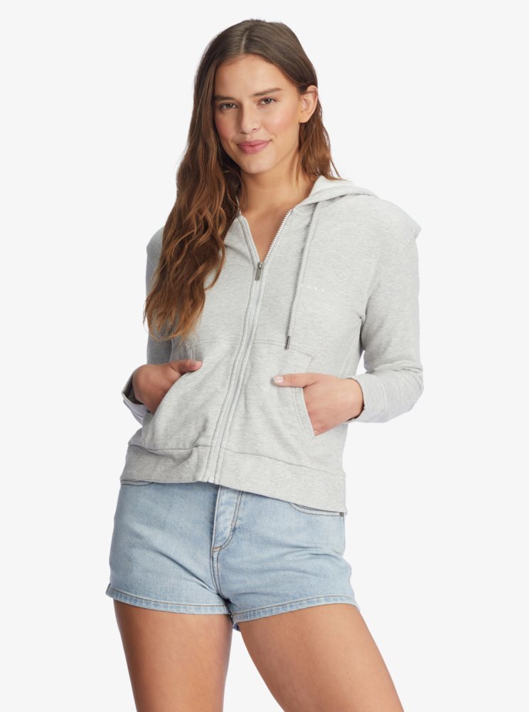 Sweat à Capuche Roxy Beach Dreams Zip-Up Grise Femme | EGZ-28443165