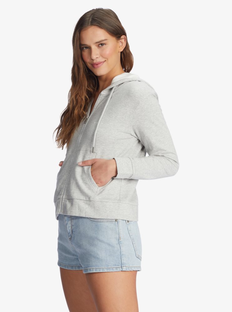 Sweat à Capuche Roxy Beach Dreams Zip-Up Grise Femme | EGZ-28443165