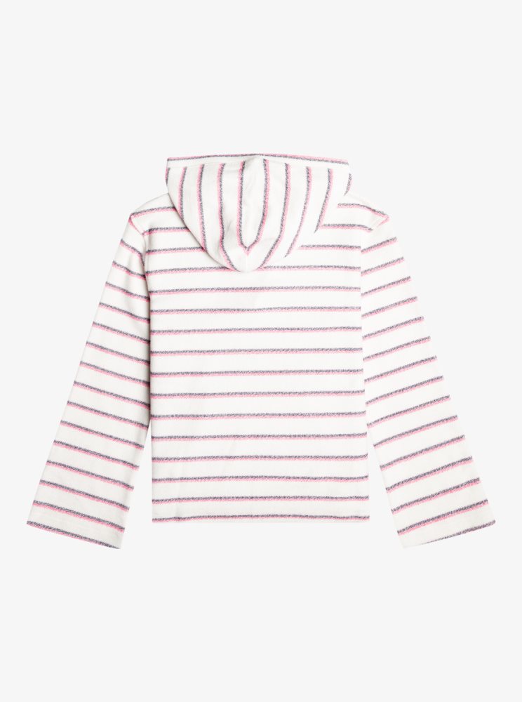 Sweat à Capuche Roxy 4-16 The Rainbow Climb Poncho Blanche Stripes Enfant | DXH-57227047