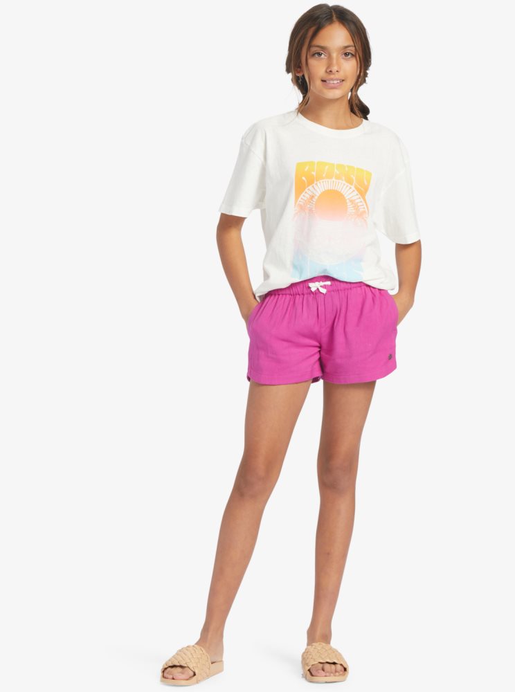 Shorts Roxy 4-16 Una Mattina Elastic Taille Violette Enfant | UZS-78000170