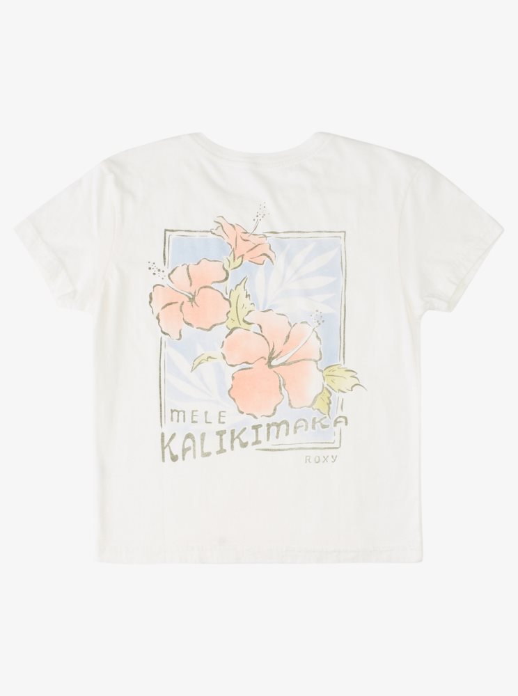 T Shirts Roxy 4-16 Kalikimaka Graphique Boyfriend Blanche Enfant | RLP-30304379