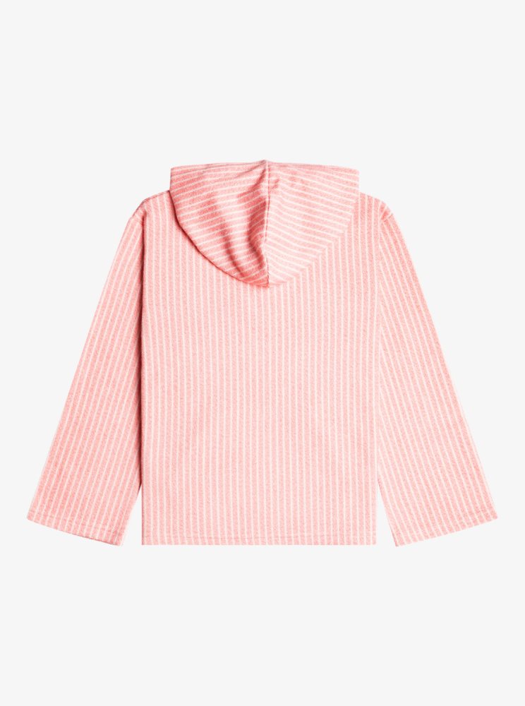 Sweats Roxy 4-16 Think About The Sky Beach Poncho Inspired Corail Stripes Enfant | HBF-34653217