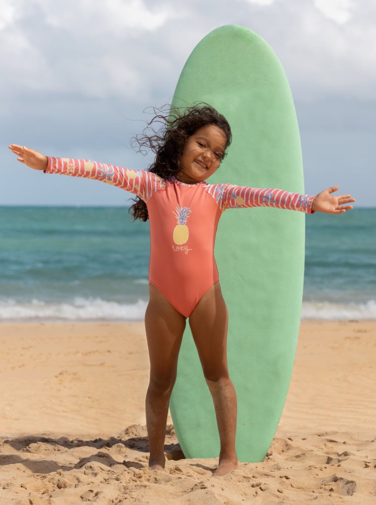 Rashguards Roxy 2-7 Little Pineapple Long Sleeve UPF 50 One Piece Rose Enfant | HXR-48952740