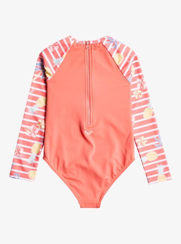 Rashguards Roxy 2-7 Little Pineapple Long Sleeve UPF 50 One Piece Rose Enfant | HXR-48952740