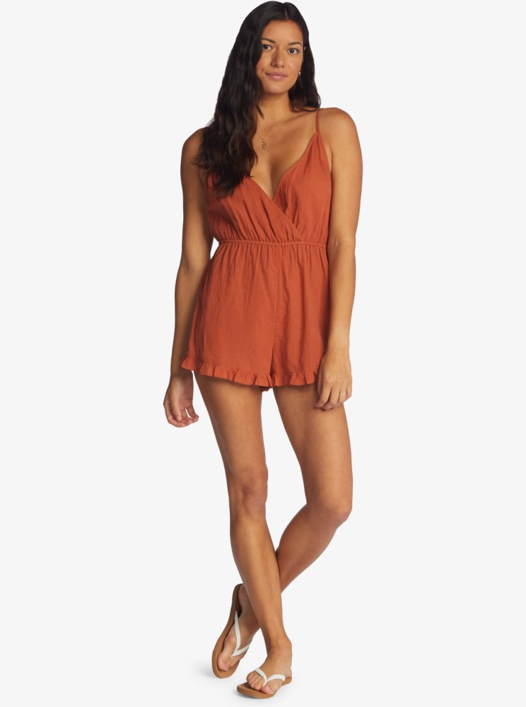 Rompers Roxy Honest Love Lanières Beach Orange Femme | HXZ-61366037