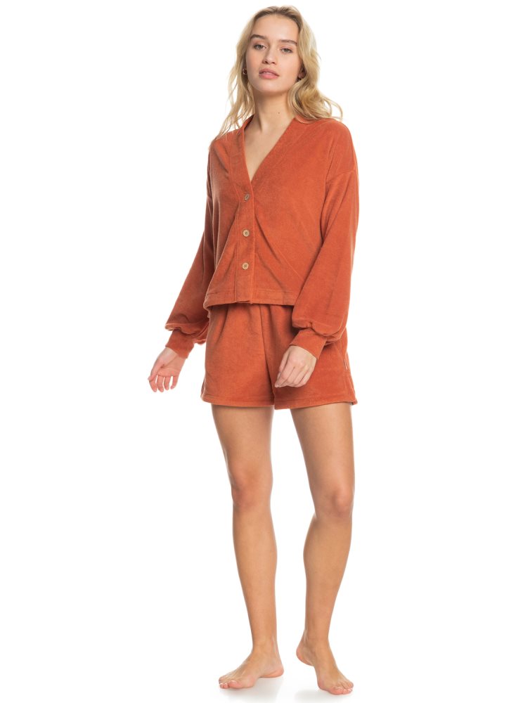 Chandails Roxy Threes Company Organic Button-Front Cardigan Orange Femme | MNG-72880398