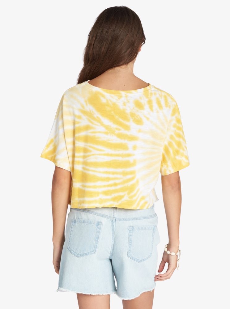 T Shirts Roxy Aloha Day Oversized Jaune Femme | EHJ-72792177