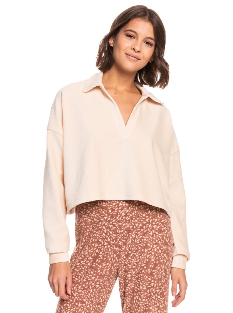 Hauts Roxy On The Route Again Long Sleeve V-Neck Blanche Femme | EEV-61551858