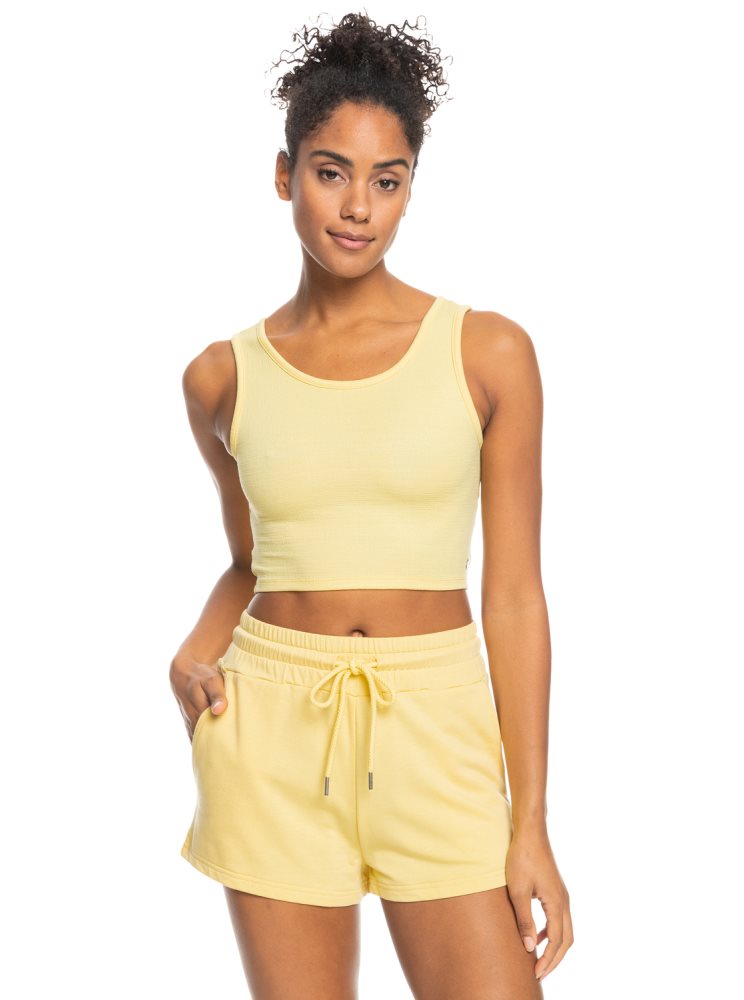 Hauts Roxy Good Keepsake Crop Jaune Femme | FFP-83548625