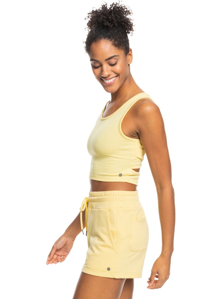 Hauts Roxy Good Keepsake Crop Jaune Femme | FFP-83548625