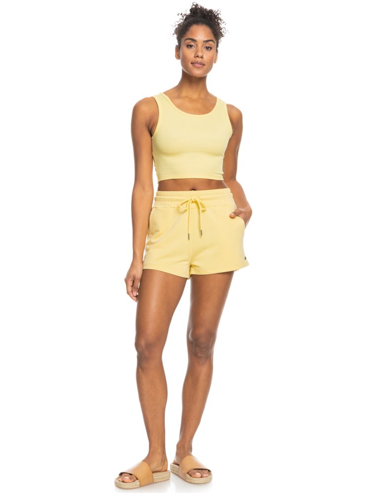 Hauts Roxy Good Keepsake Crop Jaune Femme | FFP-83548625