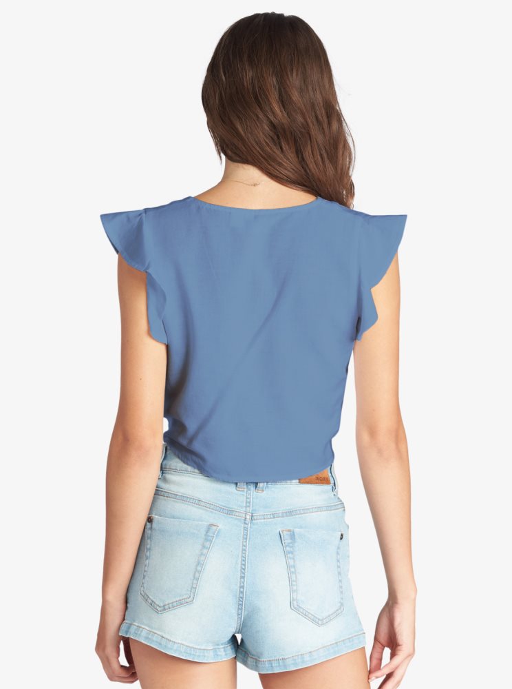 Hauts Roxy Sweeter Than This Knotted Cropped Bleu Femme | JVJ-09035372