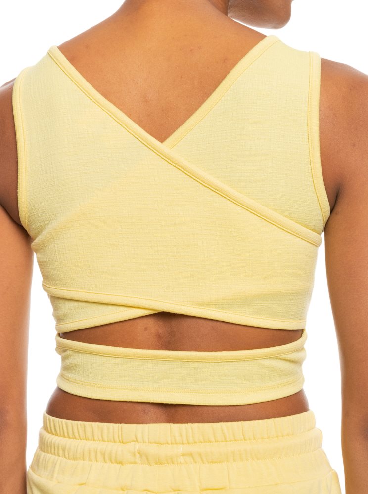 Hauts Roxy Good Keepsake Crop Jaune Femme | FFP-83548625