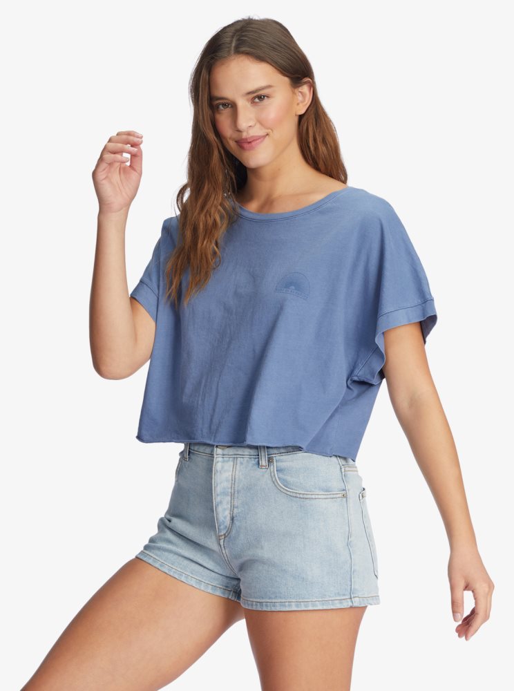 T Shirts Roxy Having Fun Bleu Femme | VGV-38028483