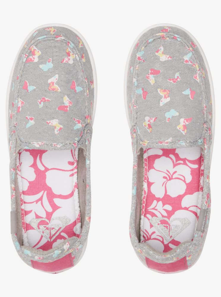 Slip On Roxy 4-16 Minnow Grise Rose Enfant | LSZ-30291289