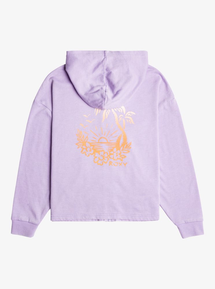 Sweat à Capuche Roxy 4-16 Early In The Morning Oversized Zip-Up Violette Rose Enfant | ZHX-21109712