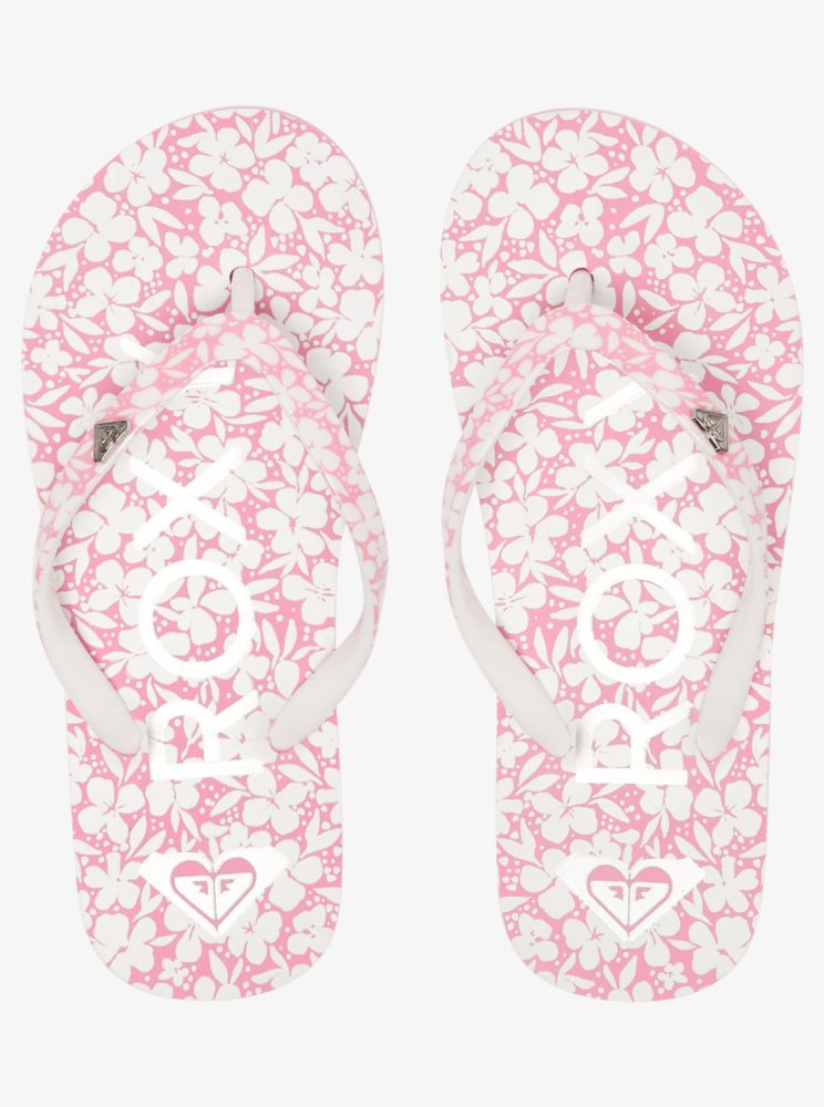 Sandales Roxy 4-16 Pebbles Blanche Rose Enfant | AQV-36435080