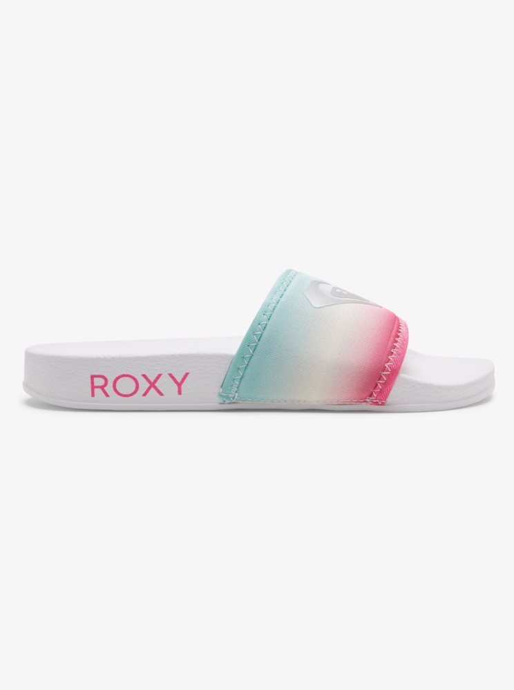 Sandales Roxy 4-16 Slippy Neo Blanche Rose Turquoise Enfant | FNY-56621670