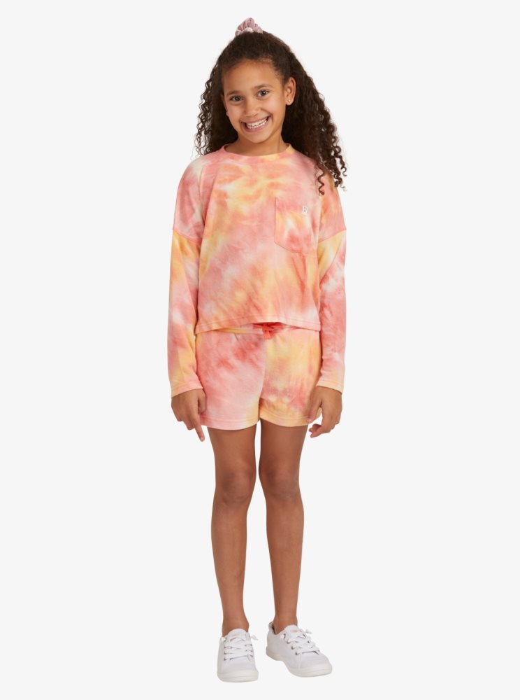 Shorts Roxy 4-16 Magic Hour Fleece Bottom Corail Enfant | KCK-30997039