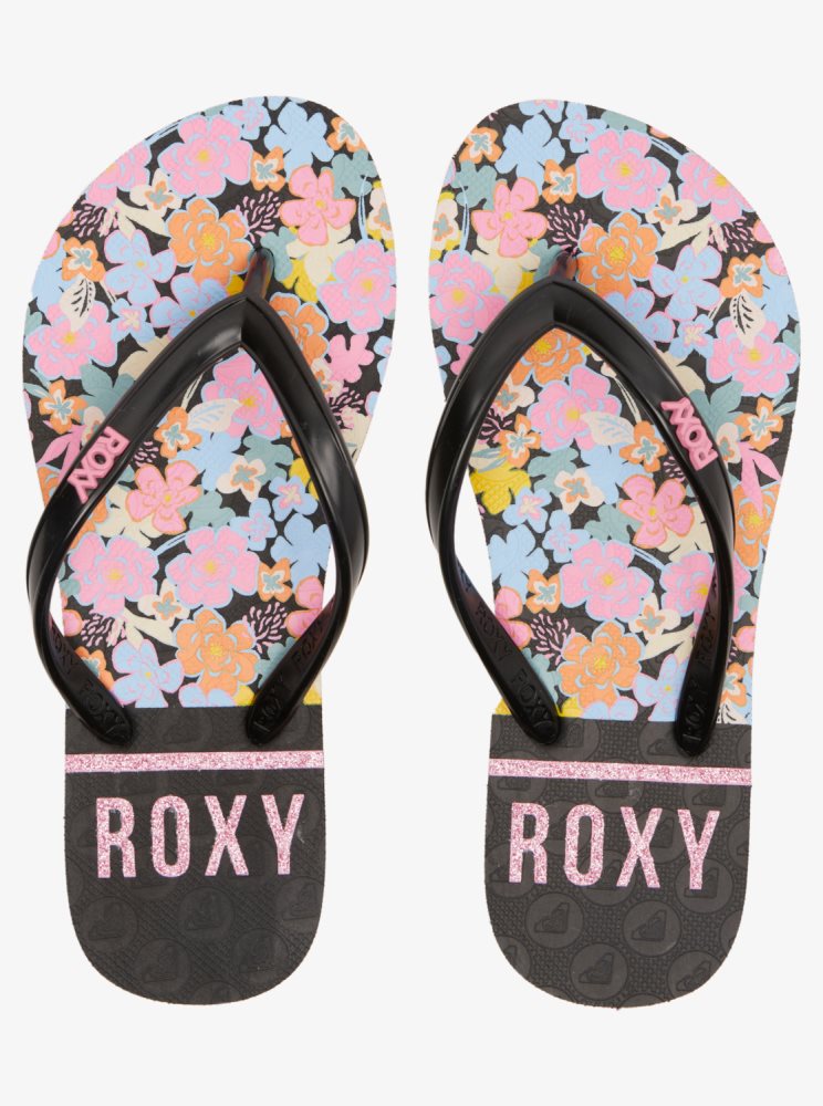 Sandales Roxy 4-16 Viva Stamp Noir Rose Enfant | ZRB-98260110