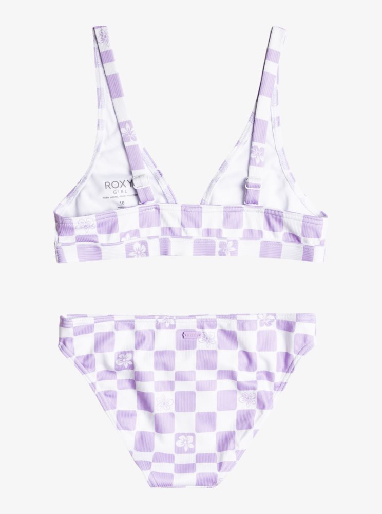 Bikini Roxy 7-16 Magical Waves Elongated Two Piece Set Violette Rose Fleur Enfant | MNP-92419521