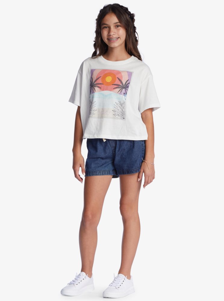 T Shirts Roxy 4-16 Sun For All Seasons Blanche Enfant | FKY-36903257