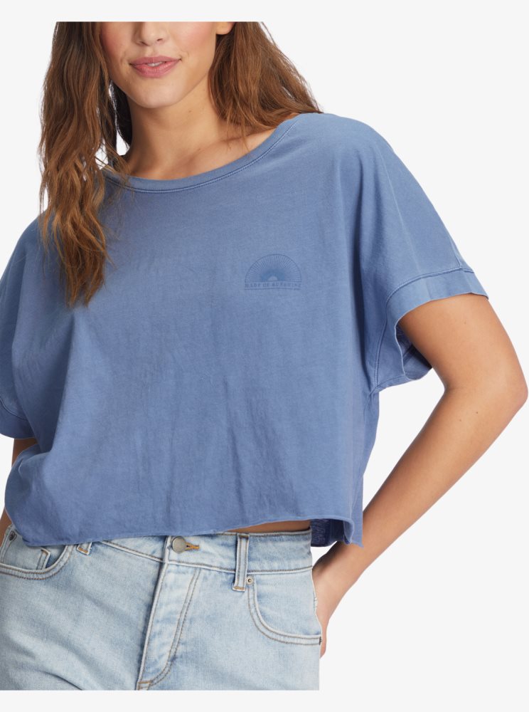 T Shirts Roxy Having Fun Bleu Femme | VGV-38028483