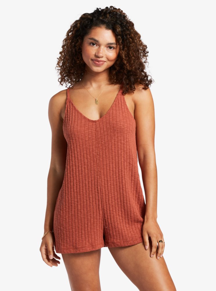 Rompers Roxy On Our Way Knit V-Neck Rose Femme | ASJ-04883430