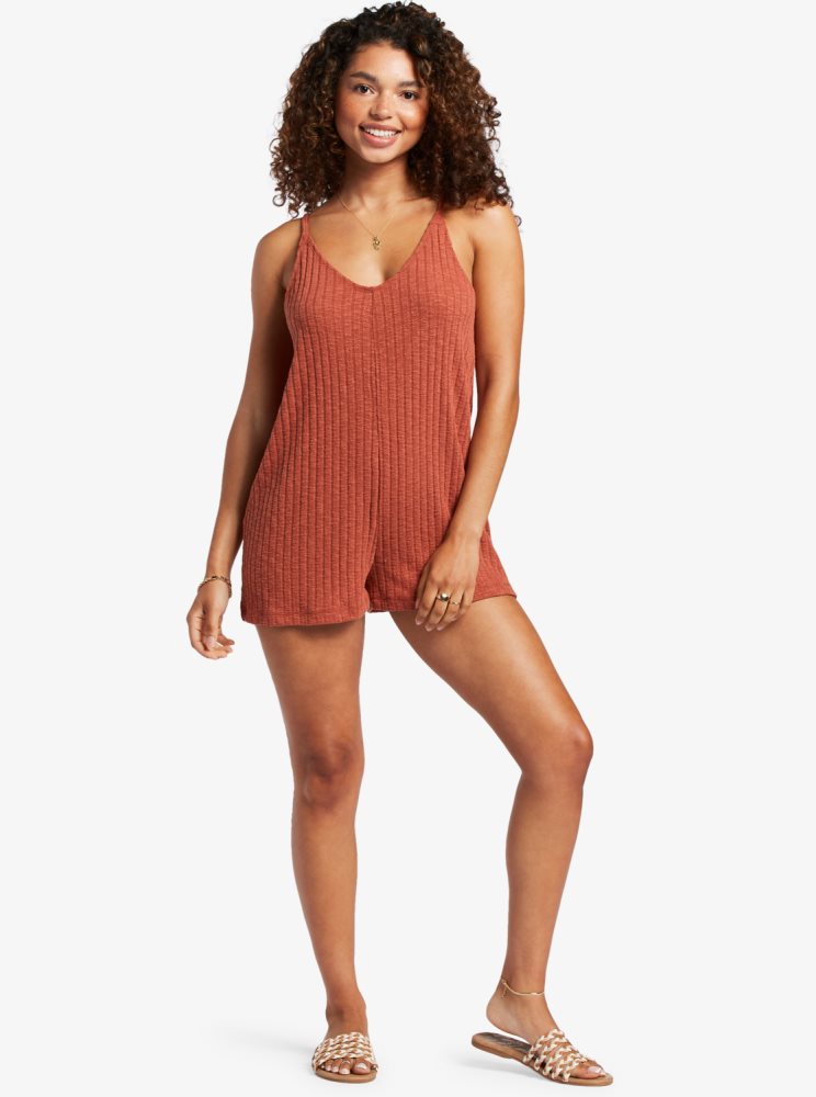 Rompers Roxy On Our Way Knit V-Neck Rose Femme | ASJ-04883430