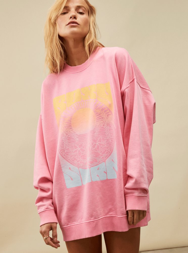 Sweats Roxy Lineup Oversized Rose Femme | UKH-04207619