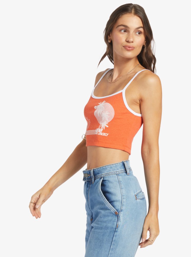 T Shirts Roxy Retro Surf Sans Manches Muscle Orange Femme | UZY-76851810