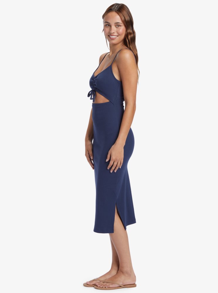 Peignoir Roxy Wavey Baby Rib Knit Indigo Femme | ZDM-09175345