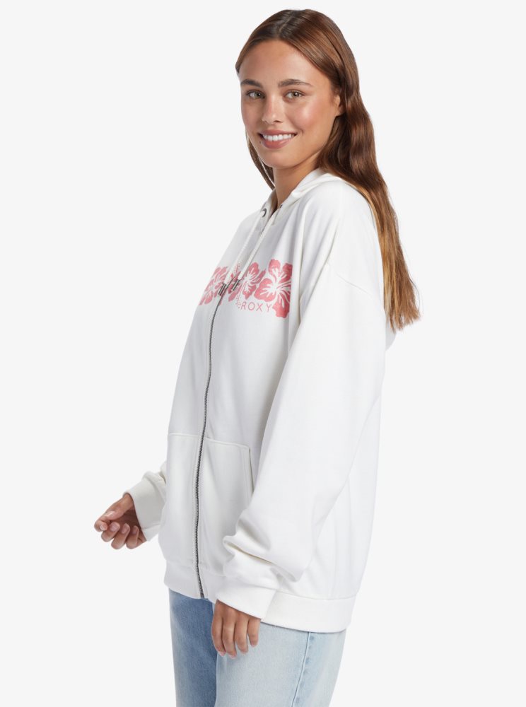 Sweat à Capuche Roxy Oversized Evening Hike C Oversize Blanche Femme | BUW-25434990