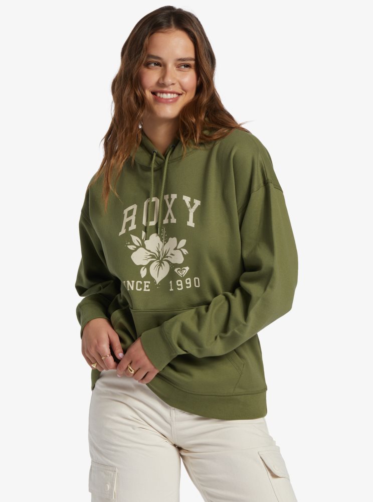 Sweat à Capuche Roxy Shoreside Hike B Oversize Vert Olive Vert Femme | SNM-06080849