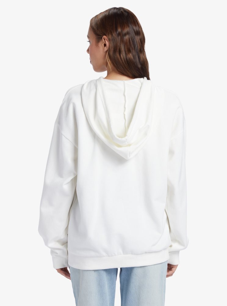 Sweat à Capuche Roxy Oversized Evening Hike C Oversize Blanche Femme | BUW-25434990