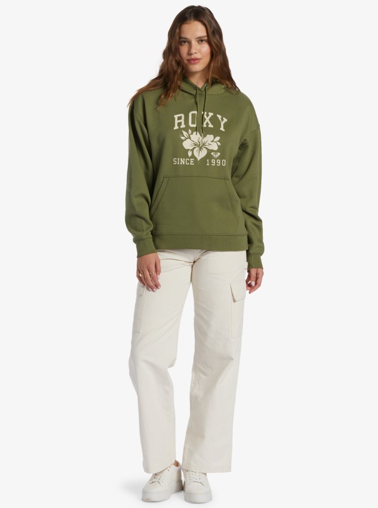 Sweat à Capuche Roxy Shoreside Hike B Oversize Vert Olive Vert Femme | SNM-06080849