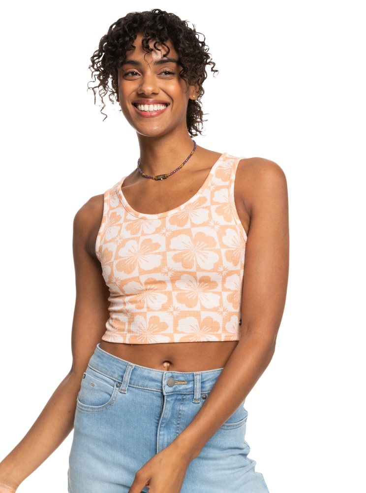 Hauts Roxy Good Keepsake Printed Crop Orange Femme | OTH-17523210