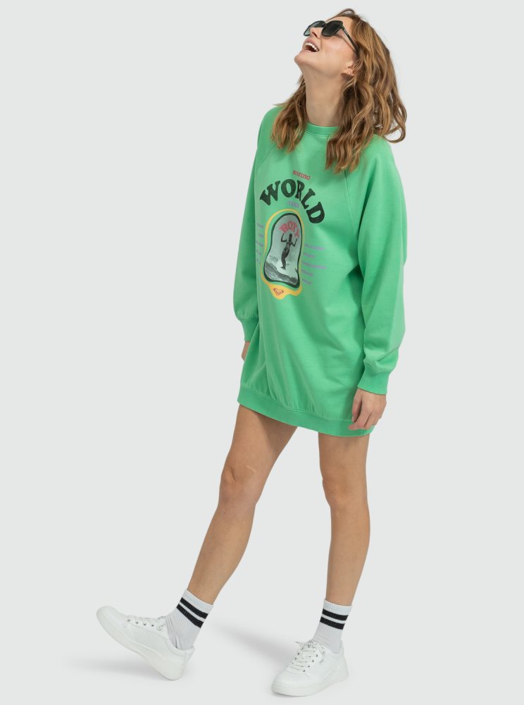 Peignoir Roxy Breaking Waves Sweatshirt Vert Femme | KTV-29181412