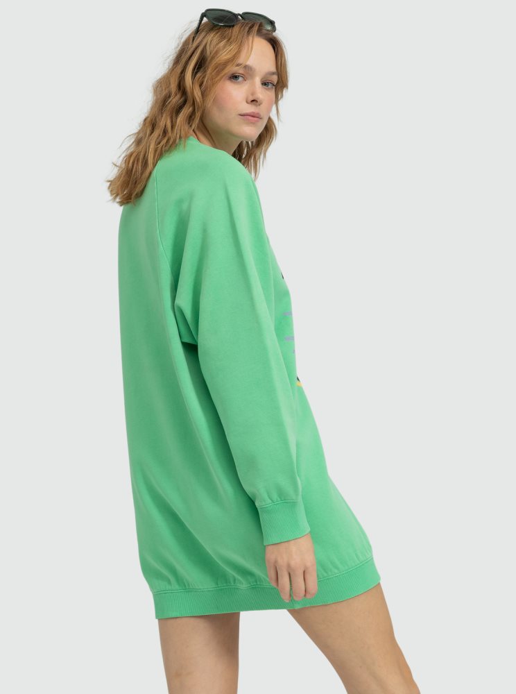 Peignoir Roxy Breaking Waves Sweatshirt Vert Femme | KTV-29181412