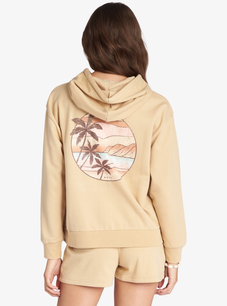 Sweat à Capuche Roxy Evening Hike Zip Up Blanche Femme | OMC-60673655