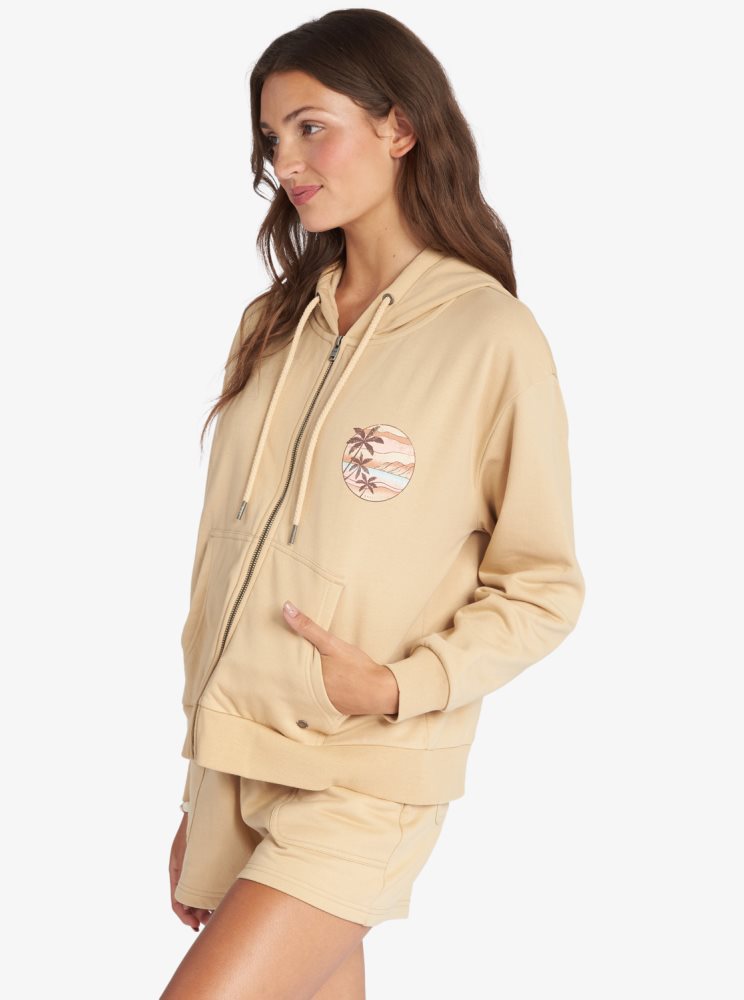 Sweat à Capuche Roxy Evening Hike Zip Up Blanche Femme | OMC-60673655