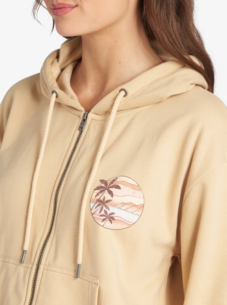 Sweat à Capuche Roxy Evening Hike Zip Up Blanche Femme | OMC-60673655