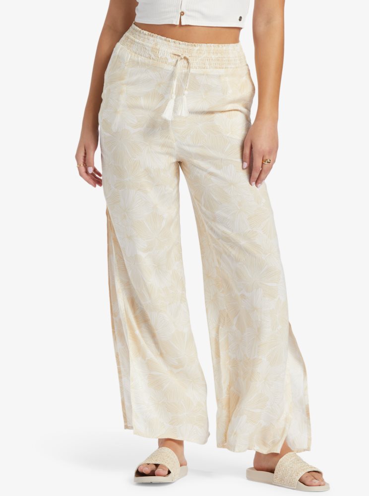 Pantalon Roxy Tropical Rhythm Beachy Blanche Femme | GYD-32043442