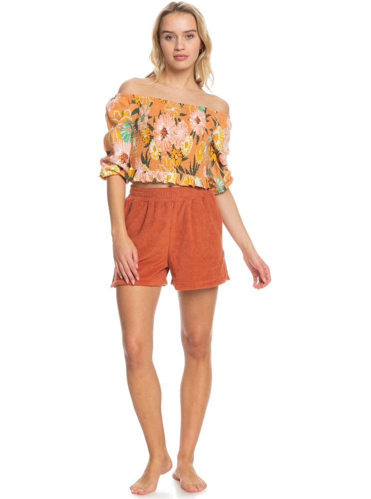 Hauts Roxy Like The Sun Again Woven Off The Shoulder Orange Femme | GPK-67744947