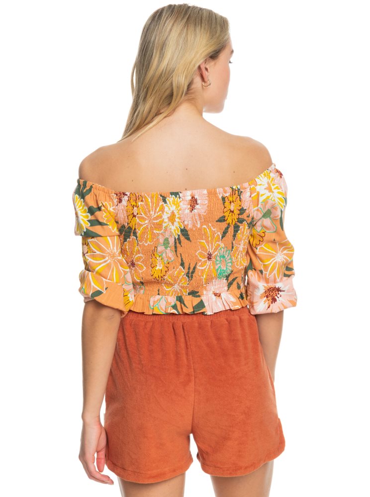 Hauts Roxy Like The Sun Again Woven Off The Shoulder Orange Femme | GPK-67744947