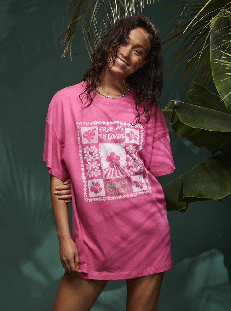 T Shirts Roxy Sweet Janis Oversized Rose Femme | PBX-07044097