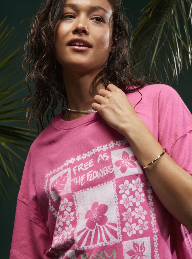 T Shirts Roxy Sweet Janis Oversized Rose Femme | PBX-07044097