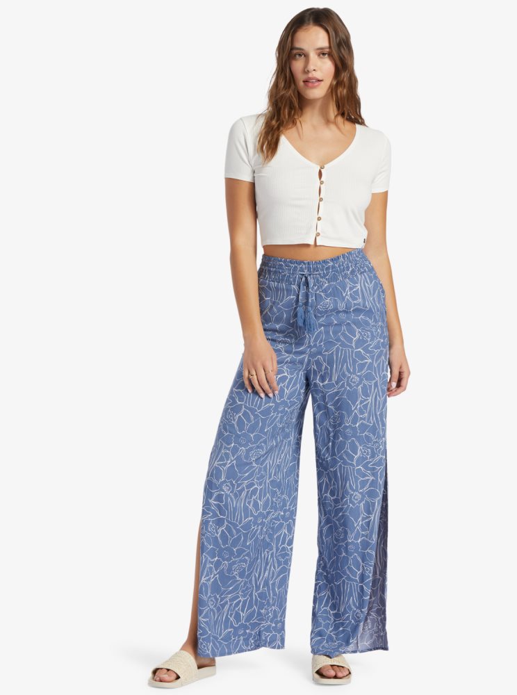 Pantalon Roxy Tropical Rhythm Beachy Bleu Femme | UZE-99212042